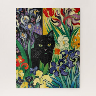 Quebra-cabeça Gato Preto Com Lírios