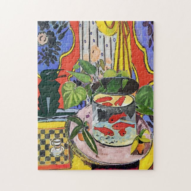 Quebra-cabeça Gato Preto com Peixe Dourado (Vertical)