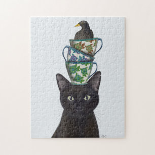 Quebra-cabeça Gato Preto com Teacups e Blackbird
