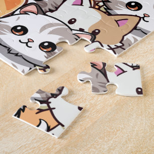 Quebra-cabeça Gato preto e bonito em gatos laranja animais de es