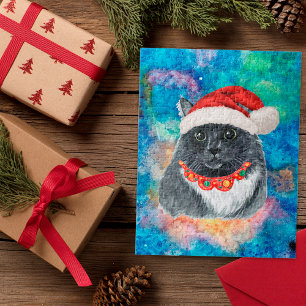 Quebra-cabeça Gato Preto e Branco Férias Presentes de Natal