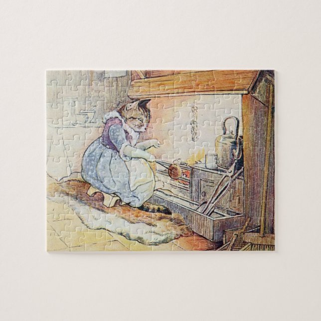 Quebra-cabeça Gato Pussy Senta-Se Ao Fogo (Horizontal)