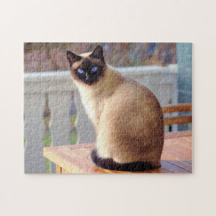 Quebra-cabeça Gato siamês lindo com olhos azuis