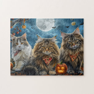 Quebra-cabeça Gato Siberiano Halloween Assustador