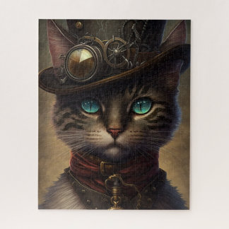 Quebra-cabeça Gato Steampunk Cat Jigsera Quebra-cabeça, Gato Ret