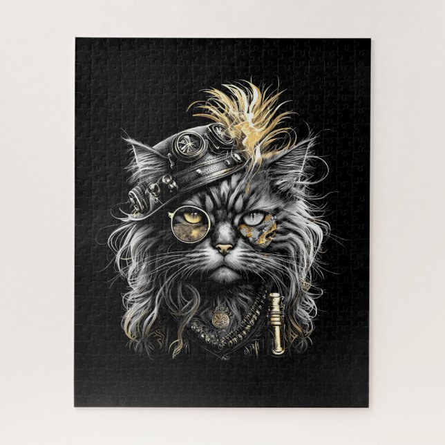 Quebra-cabeça Gato Steampunk Incrível  (Vertical)