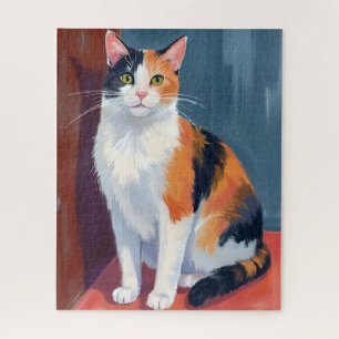 Quebra-cabeça Gato Tricolor Pintura de Gato Pet Kitten aquarel