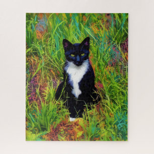 Quebra-cabeça Gato Tuxedo Preto e Branco Puzzle Pop Art