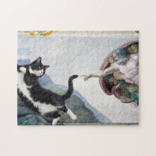 Quebra-cabeça Gato Tuxedo Tocando a Pata Divina