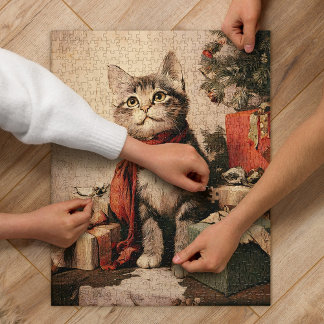 Quebra-cabeça Gato Vitoriano Fofo Vintage 520 Peças
