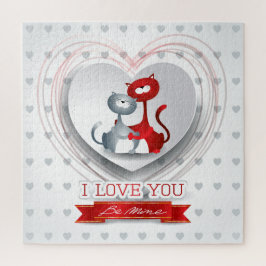 Quebra-cabeça Gatos apaixonados por coração