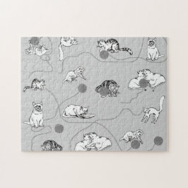 Quebra-cabeça Gatos Bonitos Brincando E Sendo Um Padrão Malvado