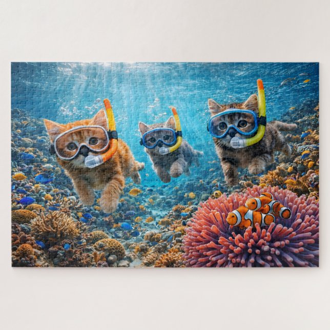 Quebra-cabeça Gatos caprichosos, snorkeling, recife de coral sub (Horizontal)