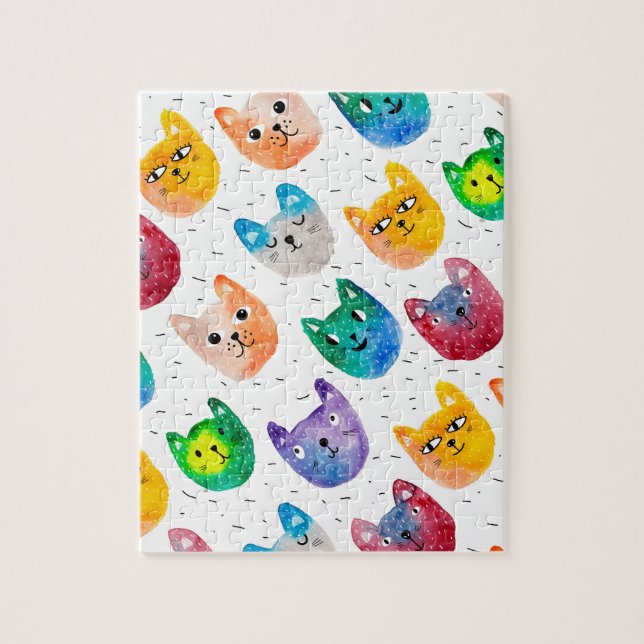 Quebra-cabeça Gatos com aquarelas e amigos (Vertical)