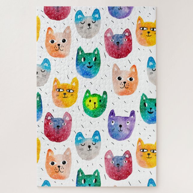 Quebra-cabeça Gatos com aquarelas e amigos (Vertical)