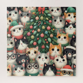 Quebra-cabeça Gatos de estimação e árvore de Natal