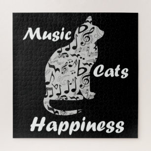 Quebra-cabeça Gatos de Música Felicidade - Citação de Amante de