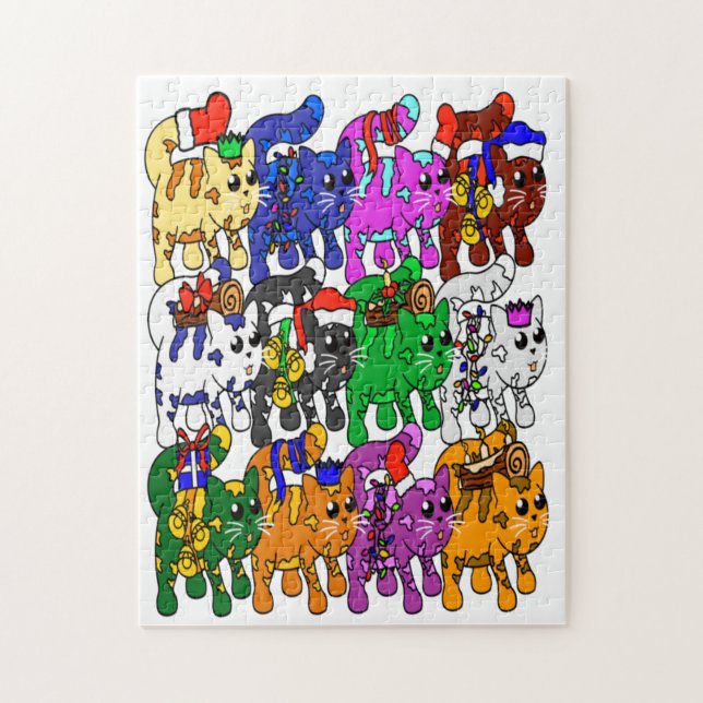 Quebra-cabeça Gatos de Natal Festivos Jolly Meowy (Vertical)
