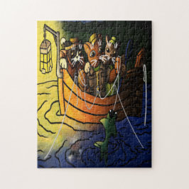 Quebra-cabeça Gatos De Pesca Noturna