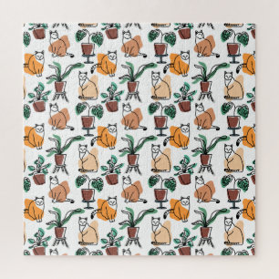 Quebra-cabeça Gatos e flores para desenho de linhagens