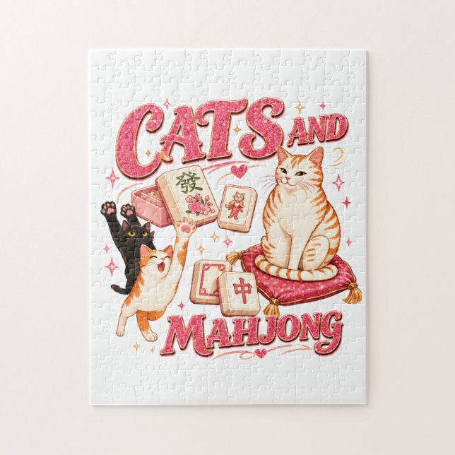 Quebra-cabeça Gatos e Mahjong (Vertical)