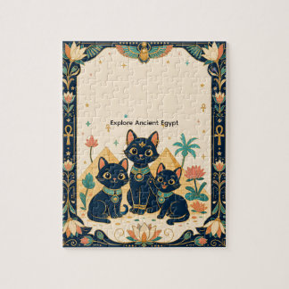 Quebra-cabeça Gatos Egípcios Fofos & Puzzle Infantil Pirâmides |