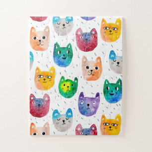 Quebra-cabeça Gatos em aquarela e amigos