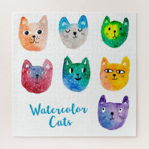 Quebra-cabeça Gatos em aquarela e amigos