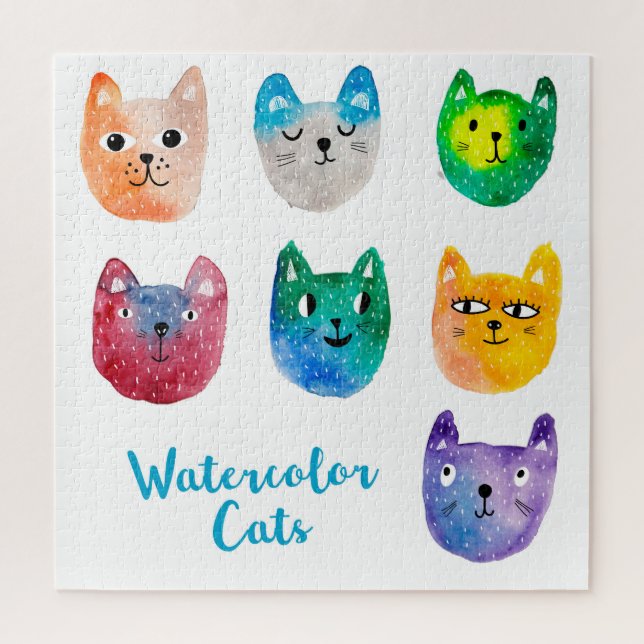 Quebra-cabeça Gatos em aquarela e amigos (Vertical)