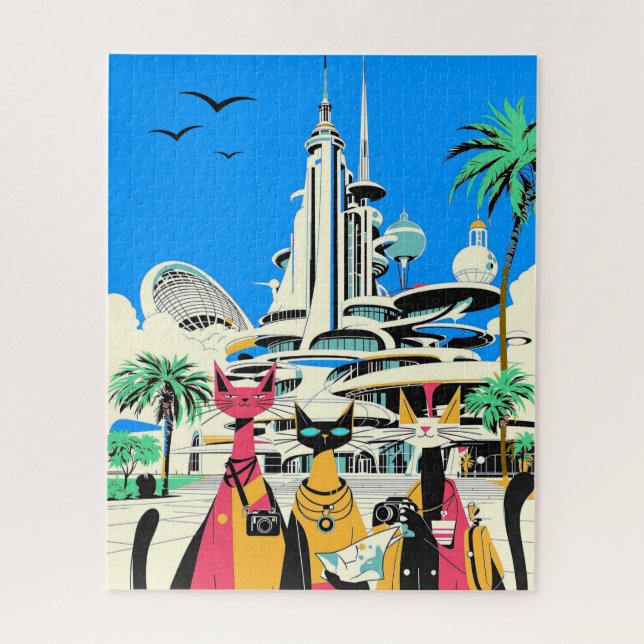 Quebra-cabeça Gatos em Férias Visitem o Futuro (Vertical)