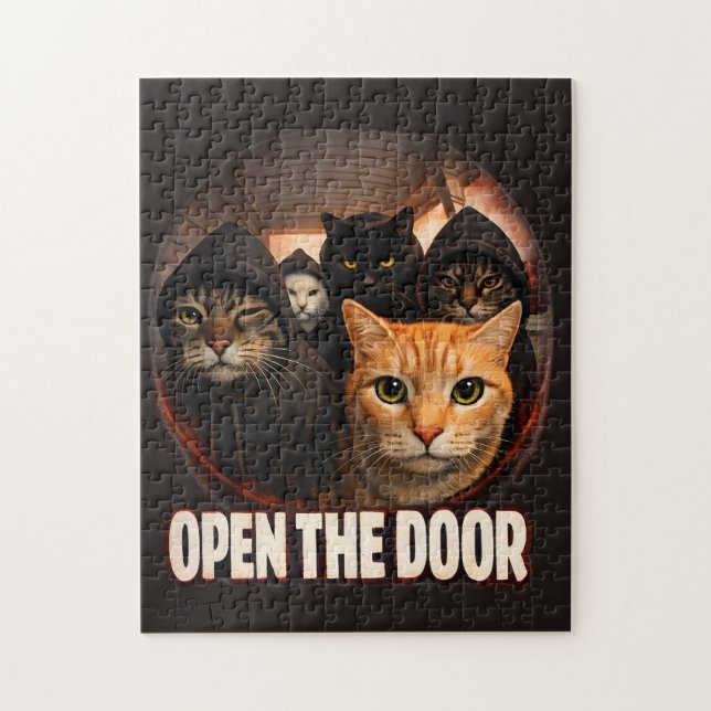 Quebra-cabeça Gatos engraçados "Abra a Porta" em moletons (Vertical)