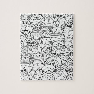 Quebra-cabeça Gatos Engraçados Gatos Zen Doodle Relaxando Colora