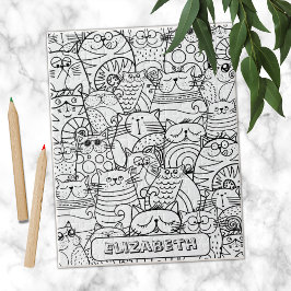 Quebra-cabeça Gatos Fofos Engraçados Zen Doodle Colorir Nome Per