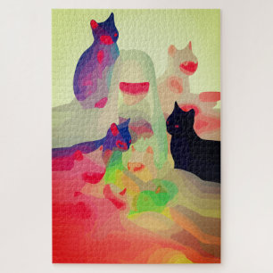 Quebra-cabeça Gatos Místicos & Espíritos – Arte Abstrato e Vibra