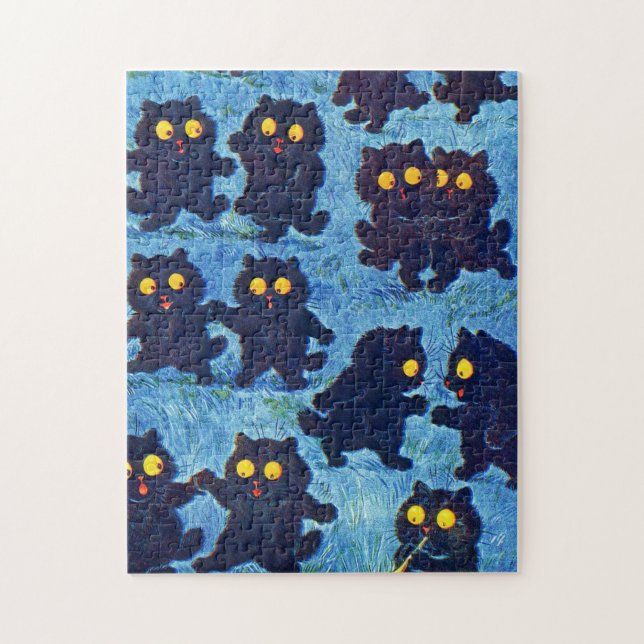 Quebra-cabeça Gatos Negros Dançando à Lua, Louis Wain (Vertical)