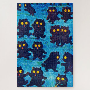 Quebra-cabeça Gatos negros dançando ao luar, Louis Wain