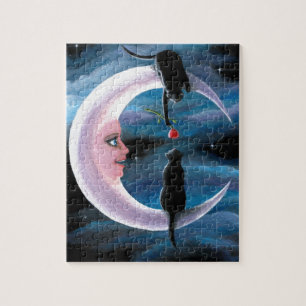 Quebra-cabeça Gatos pretos do gato 581 na lua