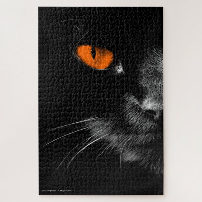 Quebra-cabeça Gatos Pretos Reinam - Olhos Laranja (Vertical)