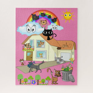 Quebra-cabeça Gatos Rainbow House