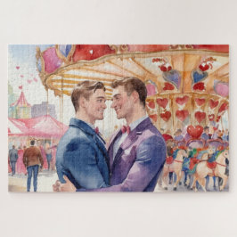 Quebra-cabeça Gay de Aquarela Casal Men Apaixonado
