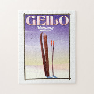 Quebra-cabeça Geilo, poster de viagens do esqui de Noruega