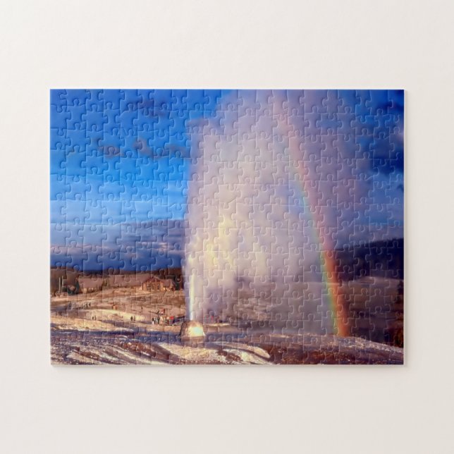 Quebra-cabeça Géiser Old Faithful Yellowstone. (Horizontal)
