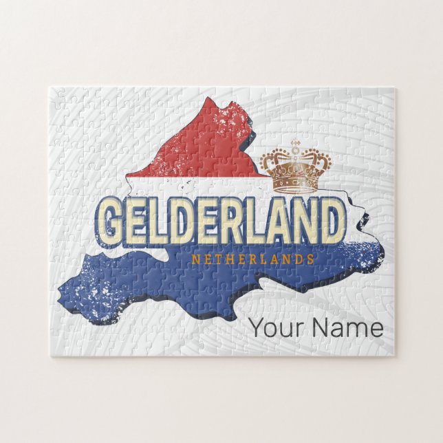 Quebra-cabeça Gelderland Netherlands Vintage Map Holandês Souven (Horizontal)