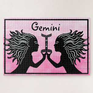 Quebra-cabeça Gemini Sinal de Arte Desenhada à Mão Zodíaco