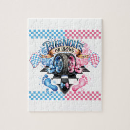 Quebra-cabeça Gender Reveal Pink and Blue Bows and Tires