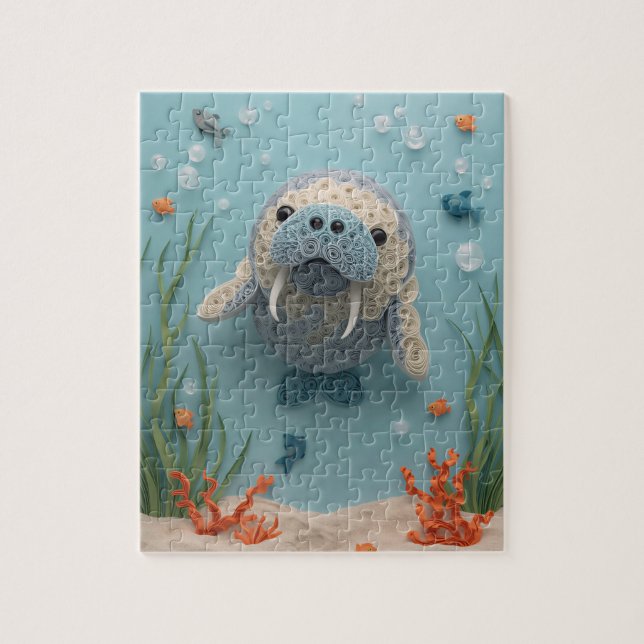 Quebra-cabeça Gentil Arte de Papel de Manatim Lagoon (Vertical)