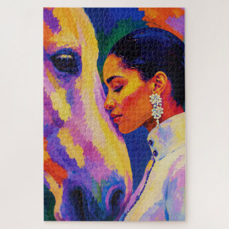 Quebra-cabeça Gentle Bond – Mulher e Cavalo Retrato Fauvista