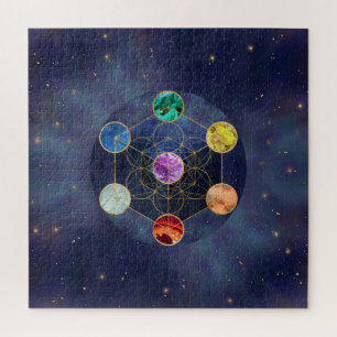 Quebra-cabeça Geometria Sagrada do Cubo Chakras