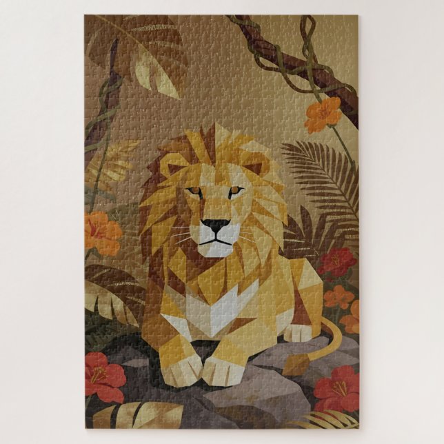 Quebra-cabeça Geometric Lion Jungle Jigsaw Puzzle (Vertical)