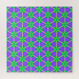 Quebra-cabeça Geometric Starburst in Purple, Green and Yellow